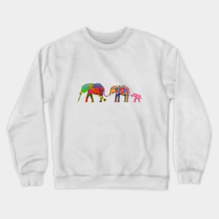 3 Colorful Elephants Holding Tails - Pop Art Crewneck Sweatshirt